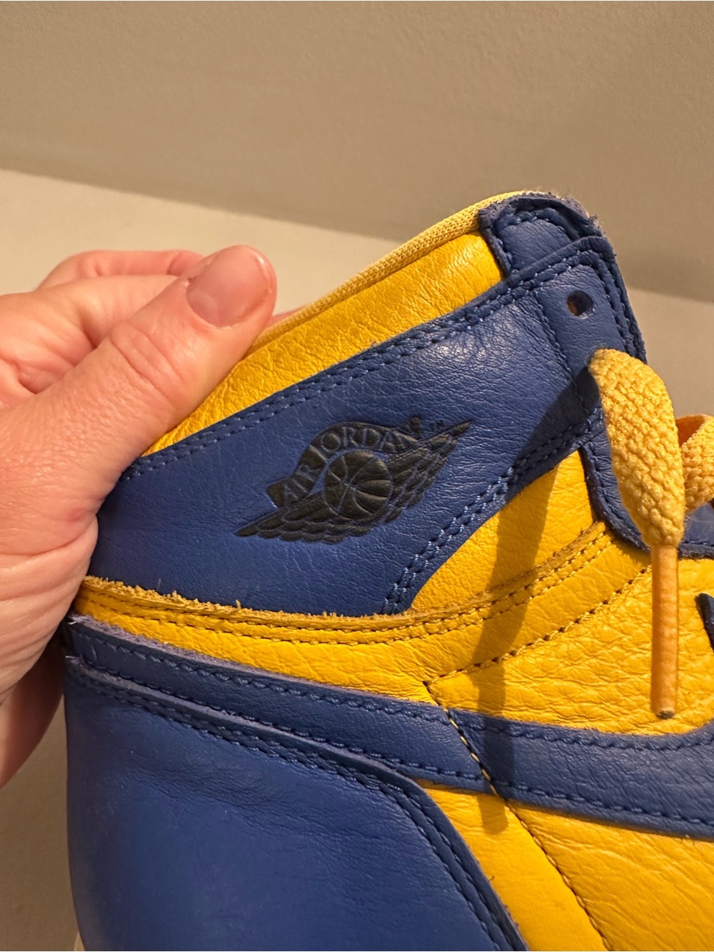 Nike Kids' Retro Jordan High Sneakers in Blue and Yellow - Picture 8 of 8